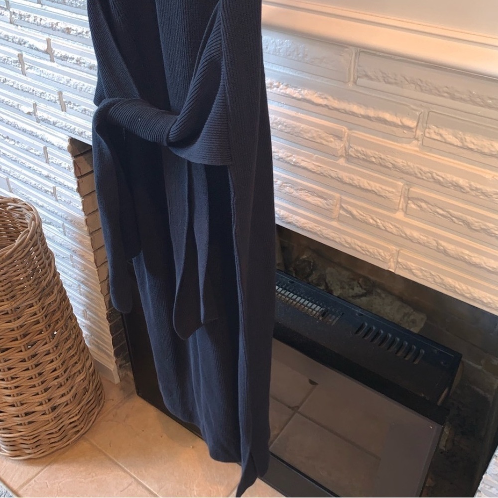 Rag & Bone Navy MICHELLE Plunging V-Neck Knit Tie Waist Midi Sleeveless Dress XS - Picture 3 of 8